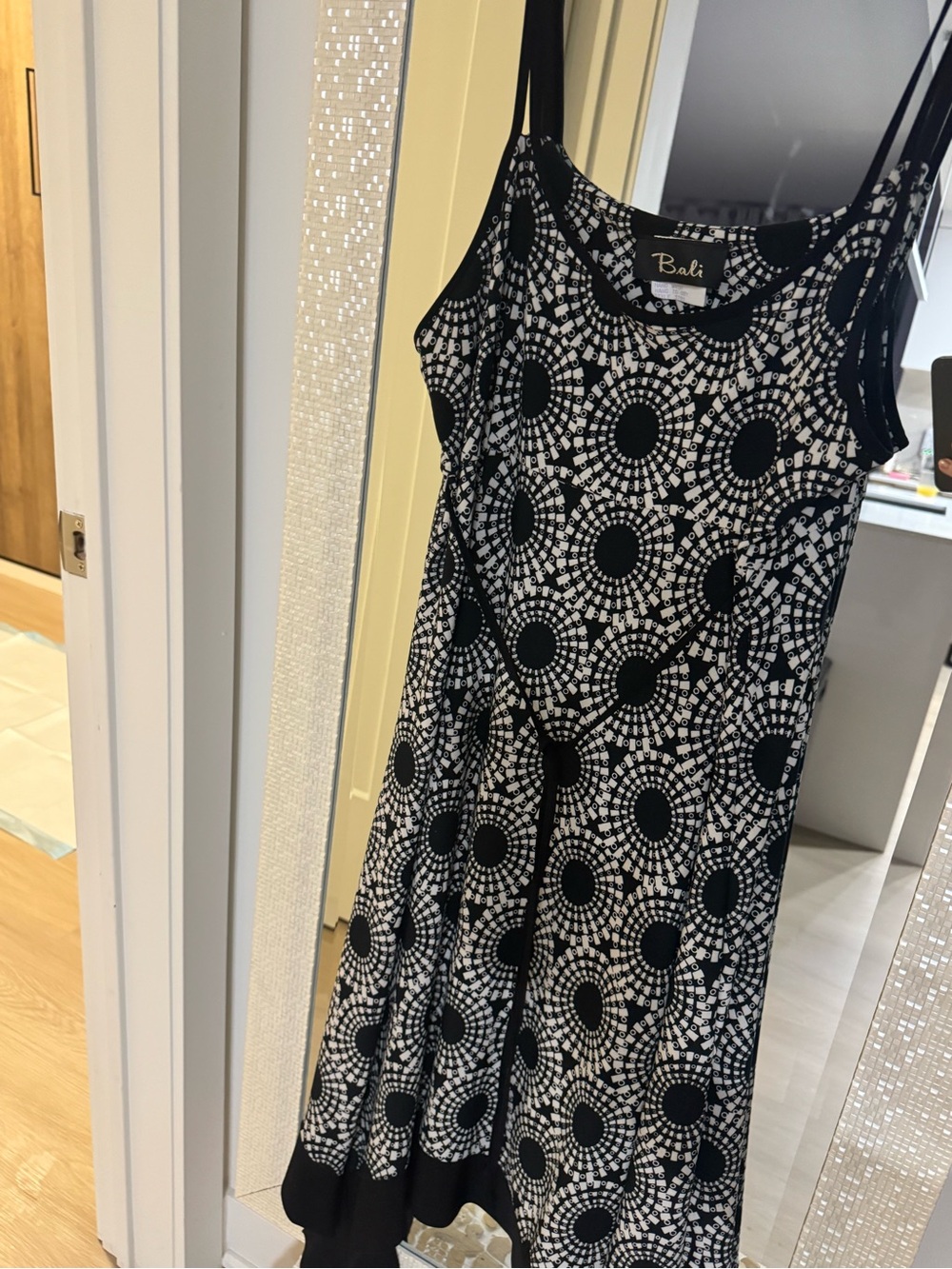 Bali Black and White Geometric Midi Dress